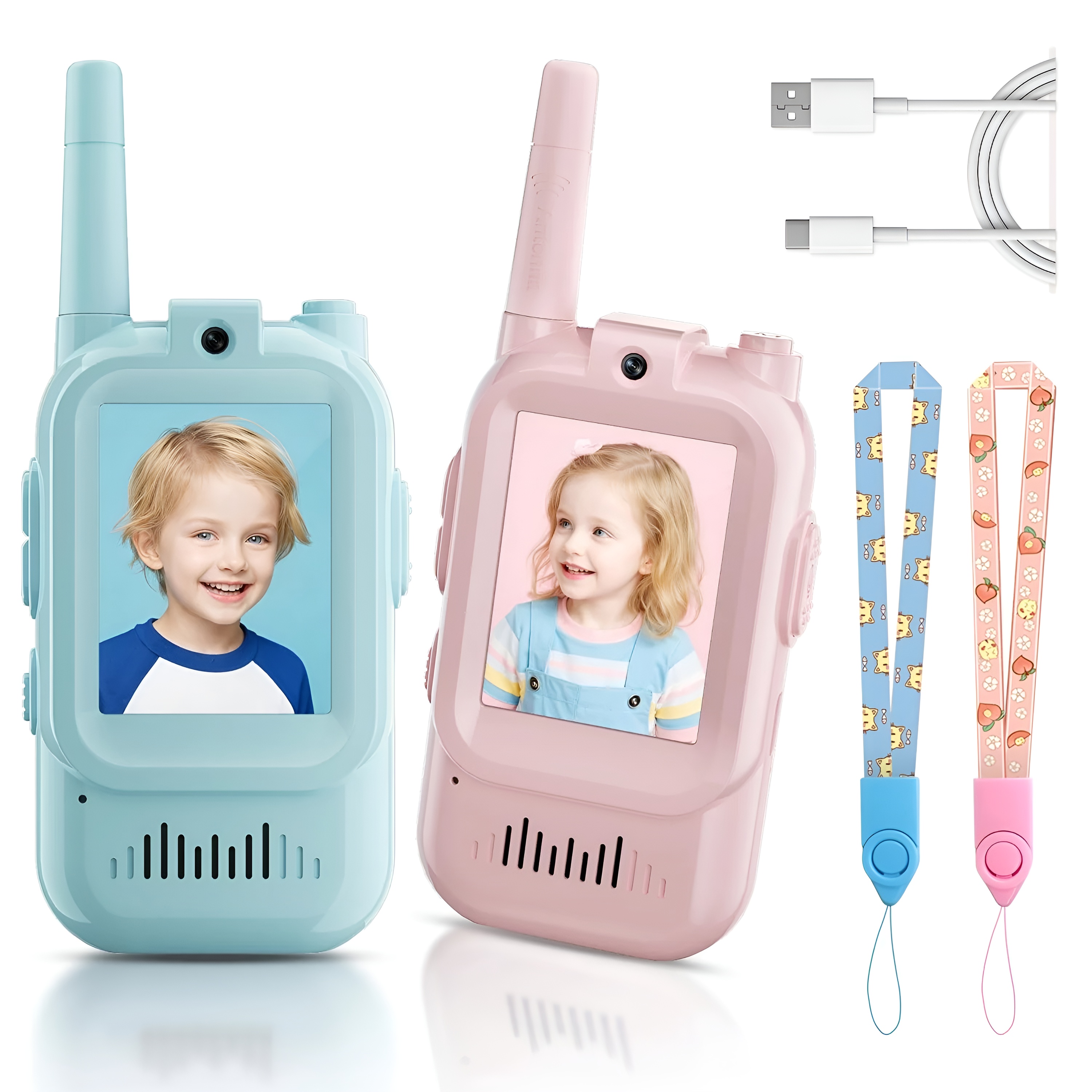 2 Pack Of Rechargeable Intercom Video Walkie Talkies For Kids