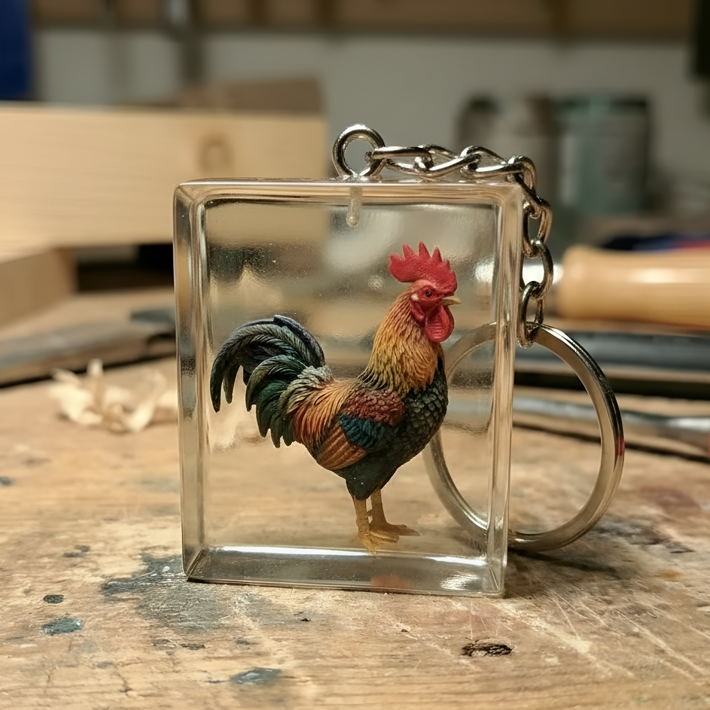 3D Animal Resin Acrylic Cube Keychain