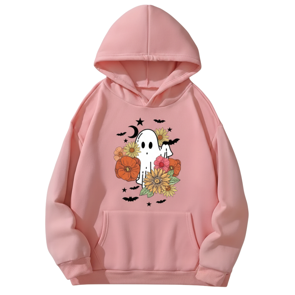 Seasonal Floral Print Kangaroo Pocket Hoodie