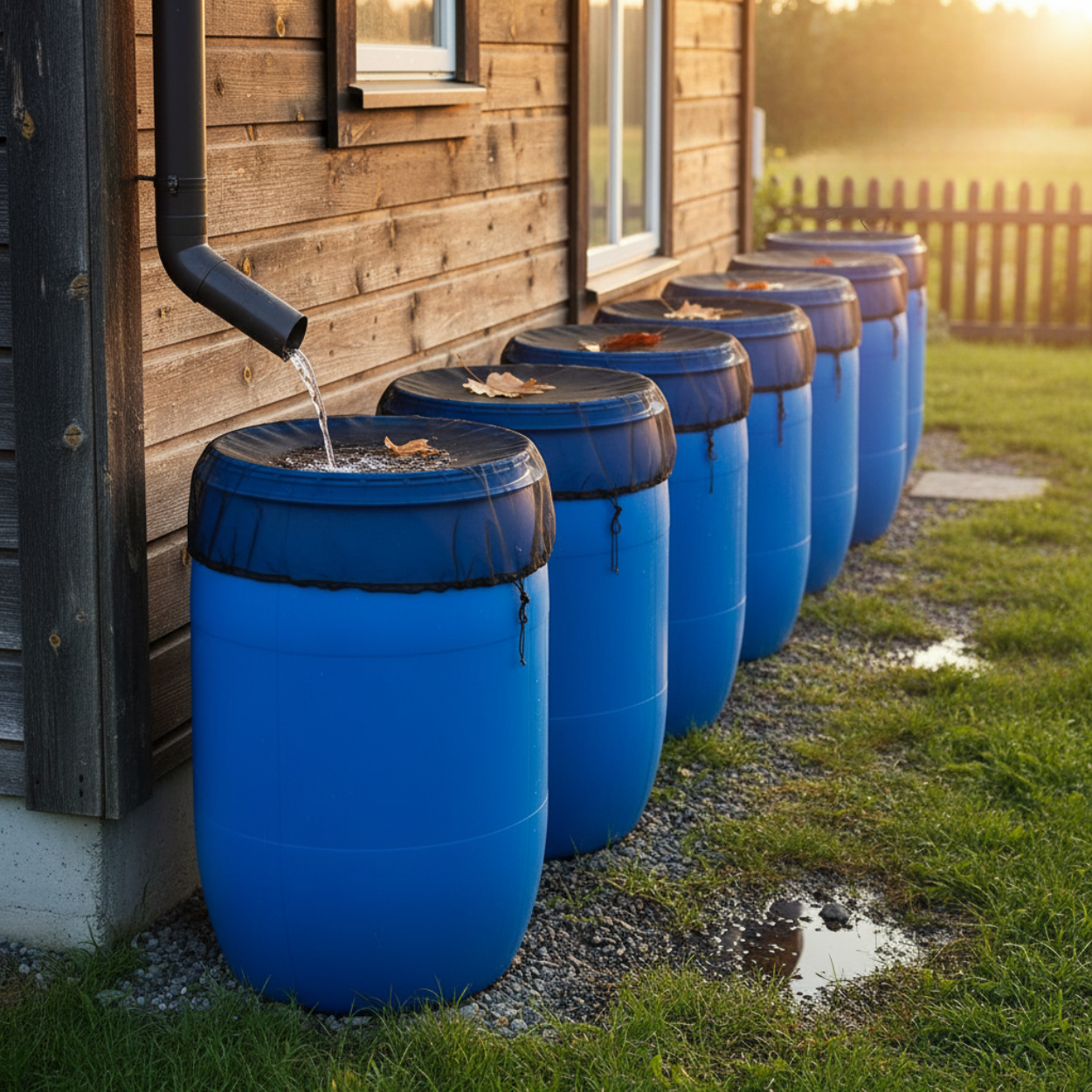 Rain Barrel Netting Cover With Adjustable Drawstring For Outdoor Garden