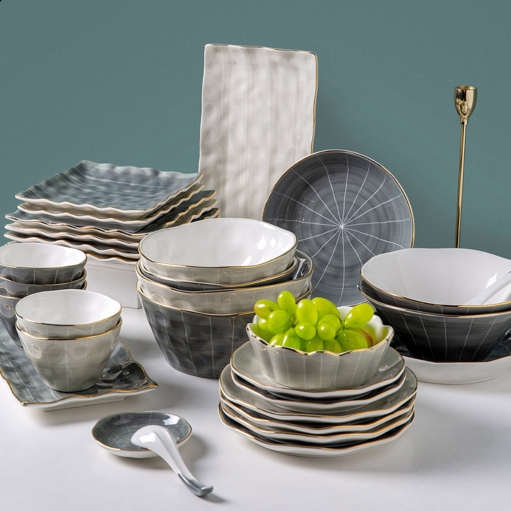 European Style Golden Rim Salad Dish - Grafton Collection