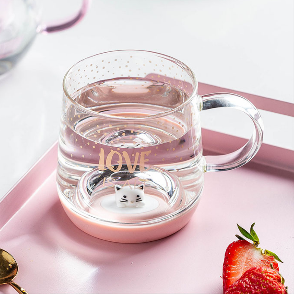 Love Is All Crystal Ball Cat Household Glass Cup - Grafton Collection