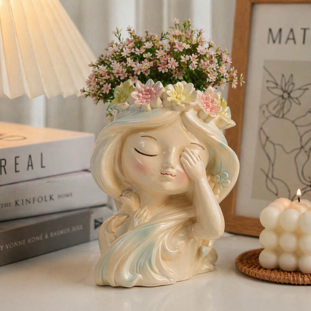 Creative Girl Sleeping Pose Figurine For Succulent And Tool Storage