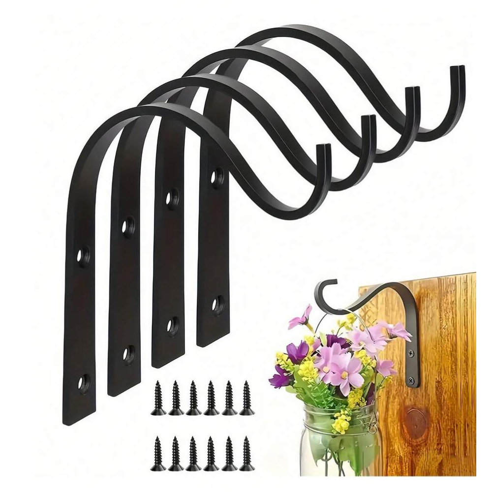 Forged Iron Wall Hooks For Hanging Plants And Lanterns