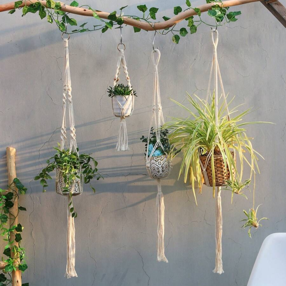 4 Pieces Plant Hangers With Beads And Tassels For Home Decor