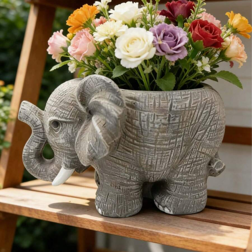 Elephant Resin Animal Shaped Planter For Cactus And Succulent Plants