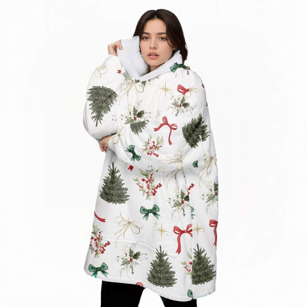Christmas Tree Design Oversized Blanket Hoodie