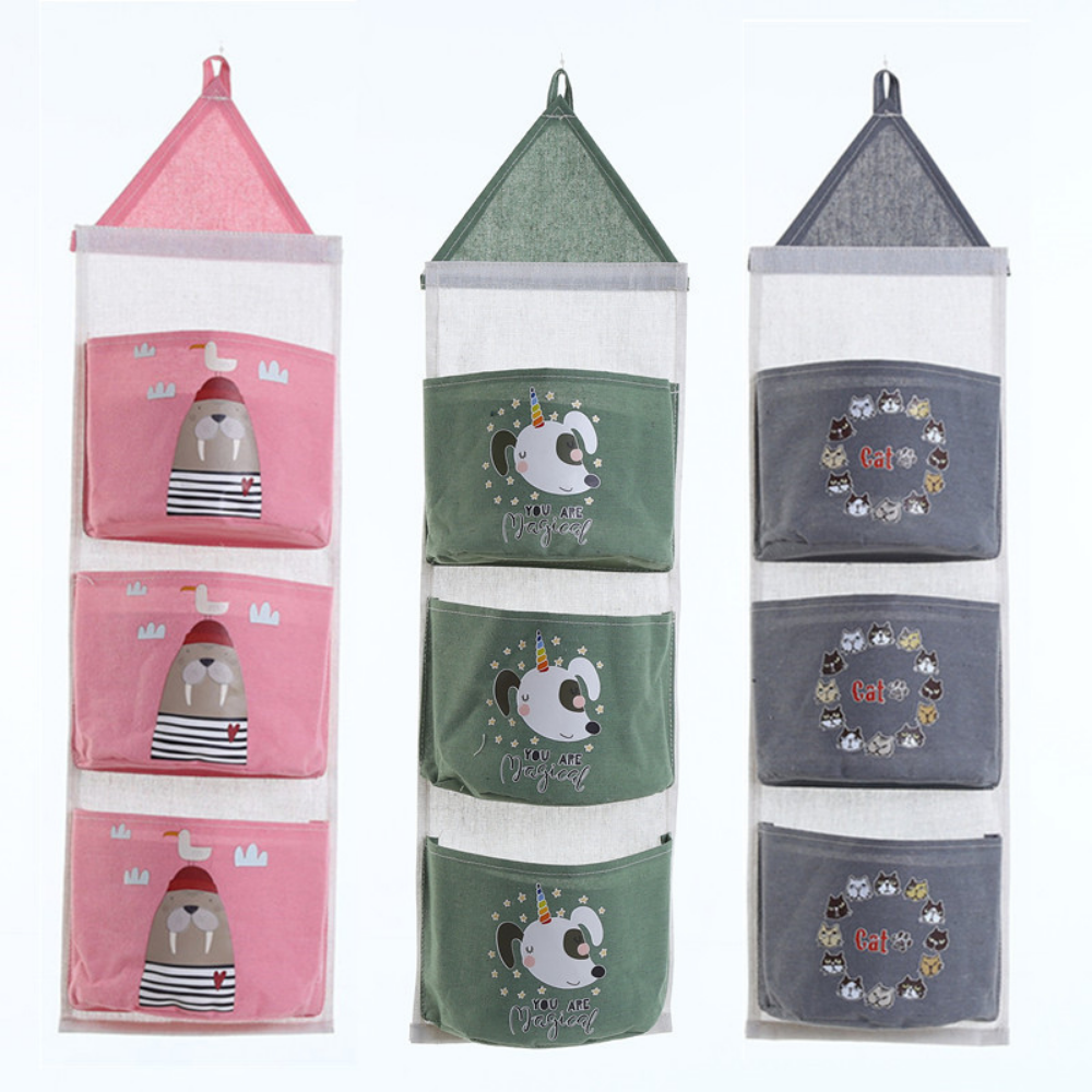 Waterproof Cotton & Linen 3 Pocket Hanging Storage Organizer - Grafton Collection