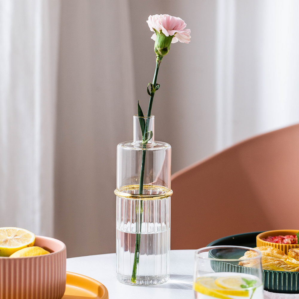 Glass Vases With Gold Ring - Grafton Collection