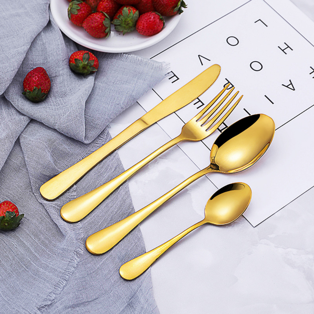 Luxury Golden 16Pcs Stainless Steel Flatware Set - Grafton Collection