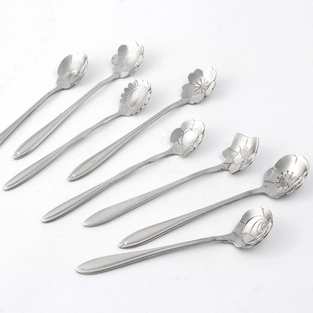 High Quality Silver Stainless Steel Floral Stirring Spoon - Grafton Collection
