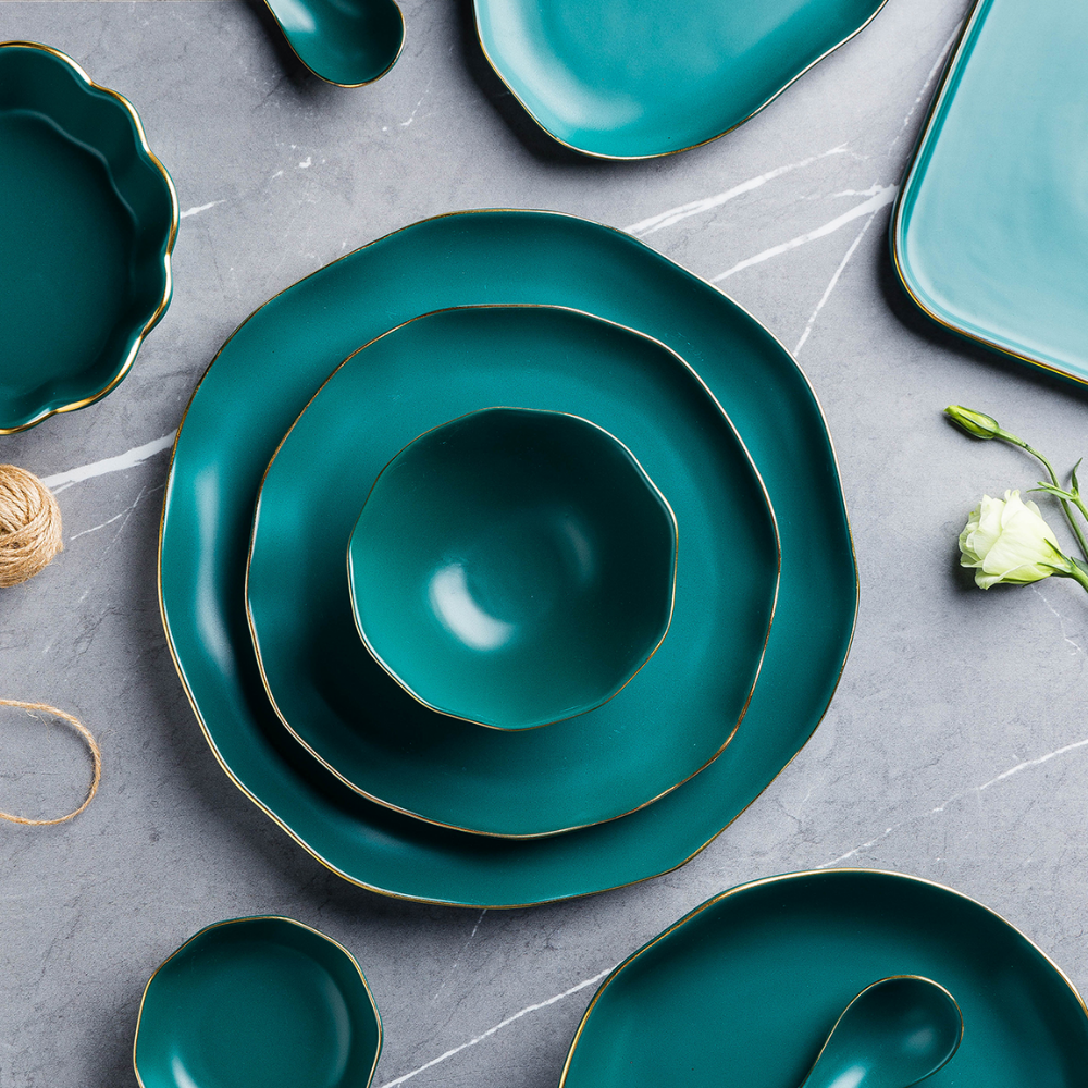 Green Ceramic Dinnerware Set - Grafton Collection