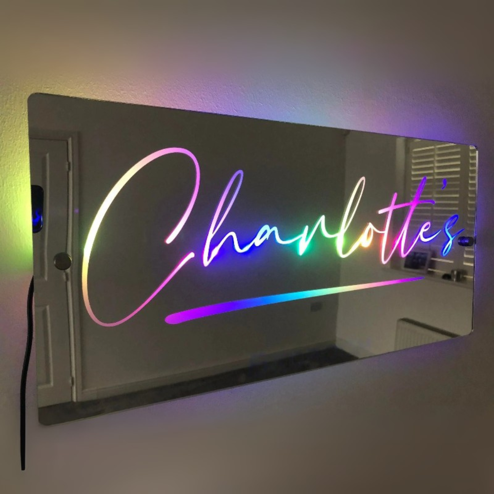 Personalized Name Mirror With Light Up Design