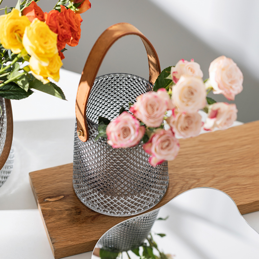 Vase With Leather Handle - Grafton Collection