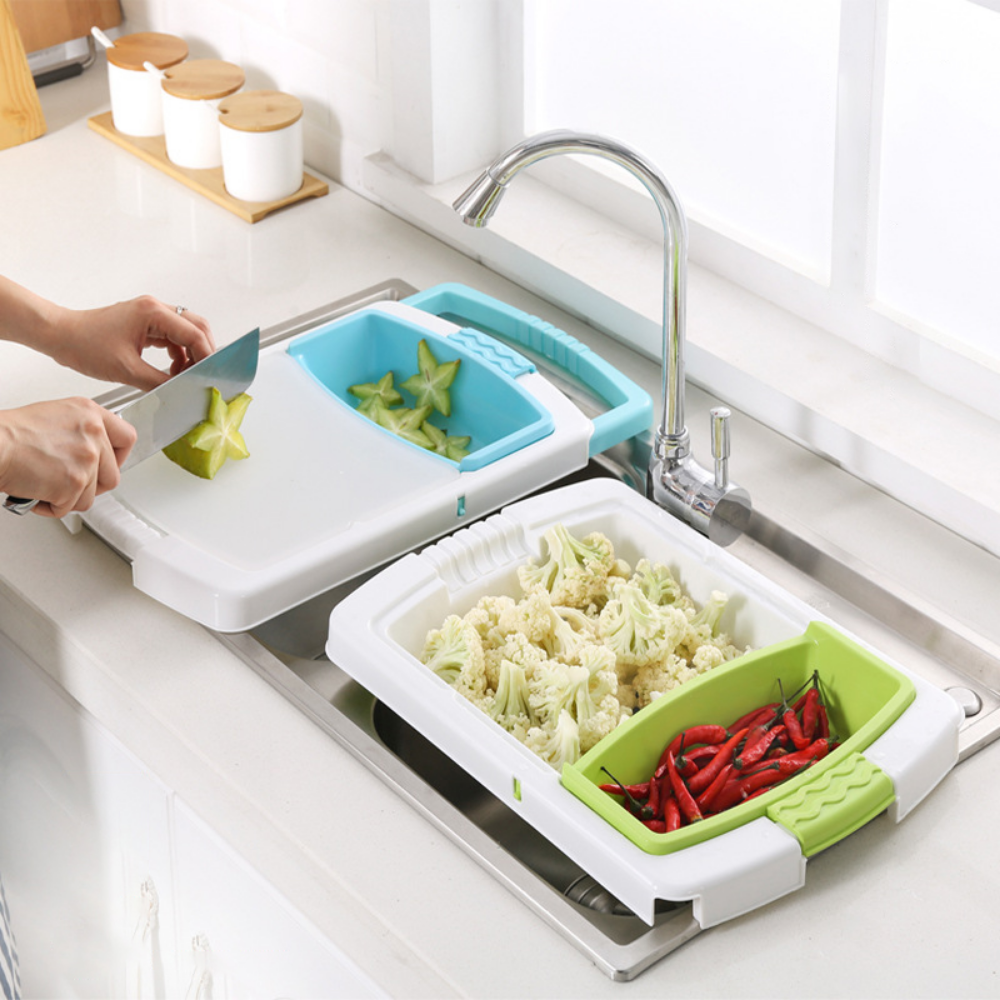 Retractable Multi-Function Storage Basket & Cutting Board - Grafton Collection