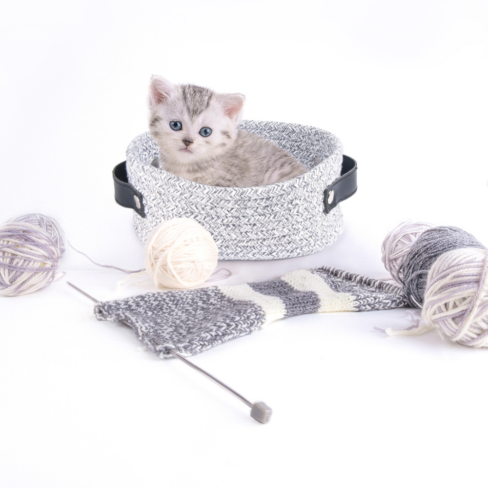 Eco-Friendly Cotton & Linen Woven Rope Storage Basket With Handles - Grafton Collection