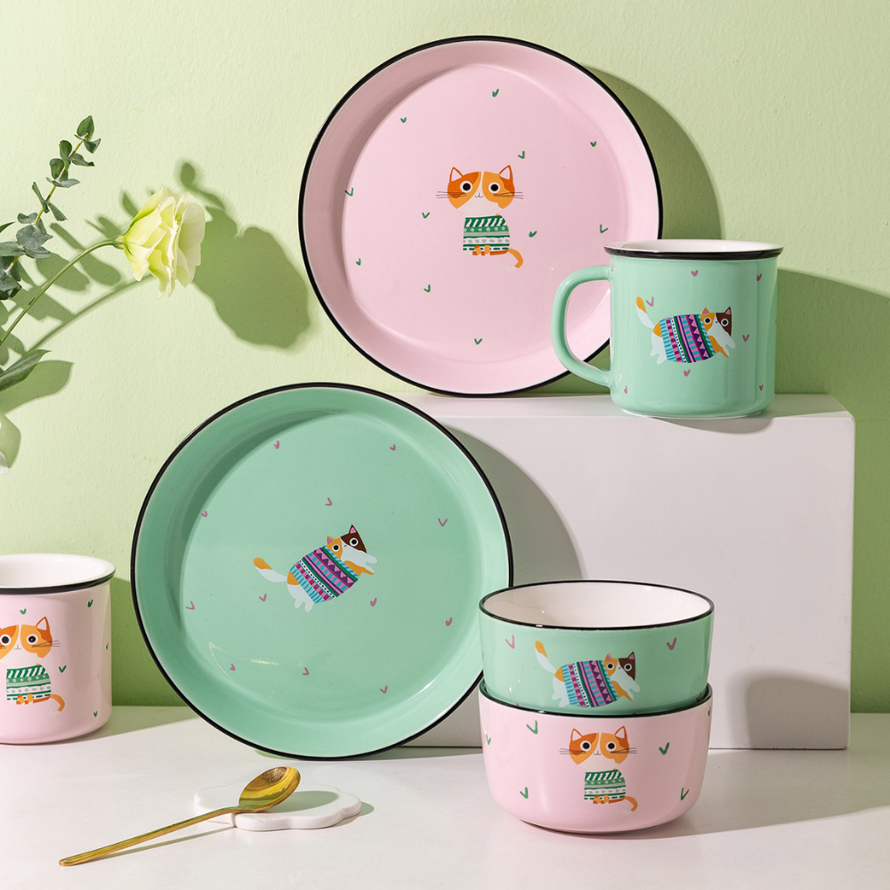 Ceramic Cartoon Cat Dinnerware - Grafton Collection