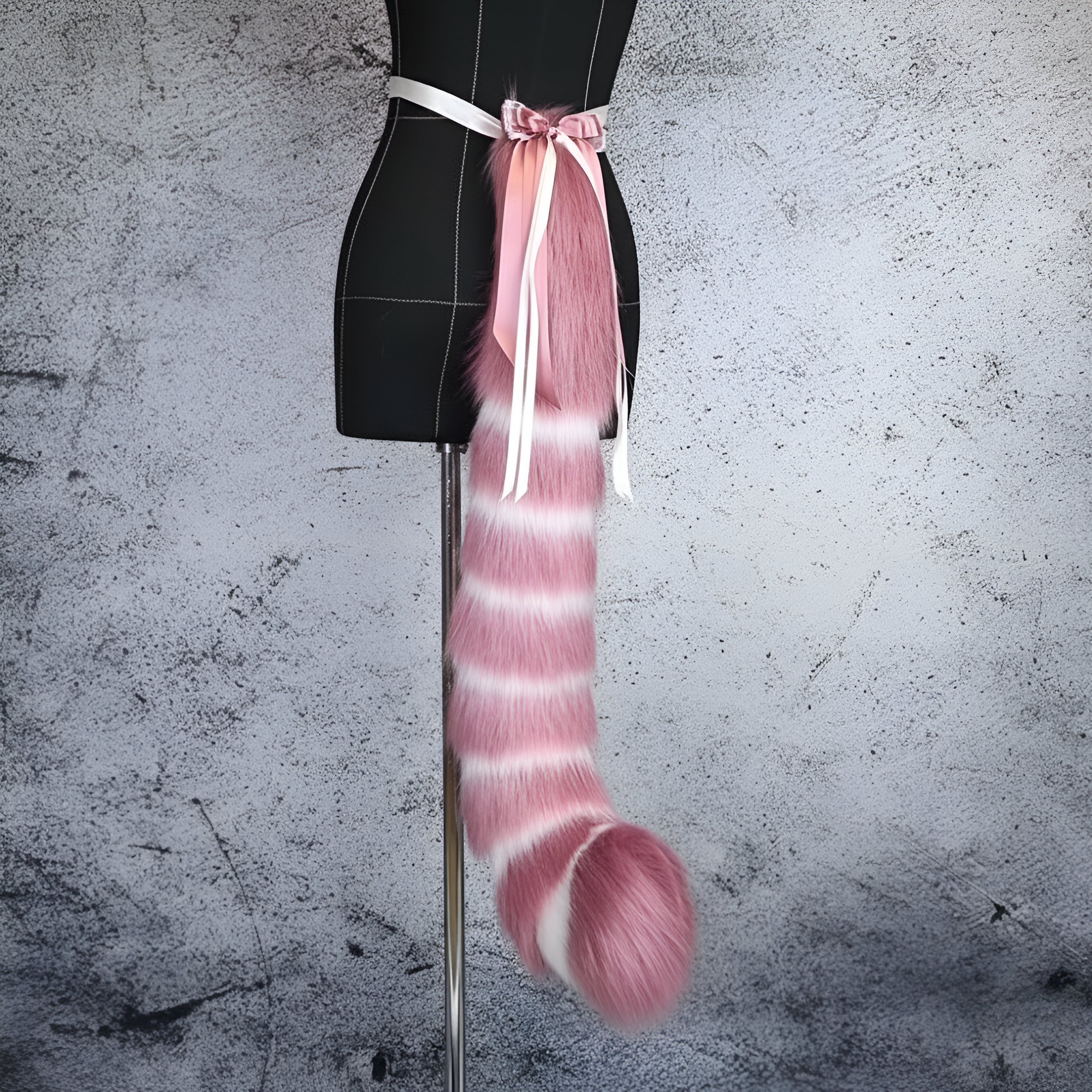 Ribbon Tied Blush Fur Tail
