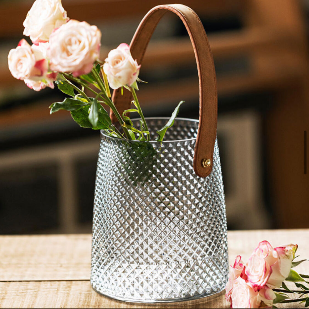 Vase With Leather Handle - Grafton Collection