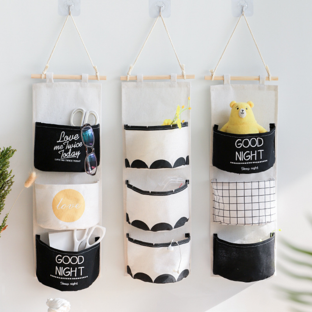 Black & White Hanging Storage Bags - Grafton Collection