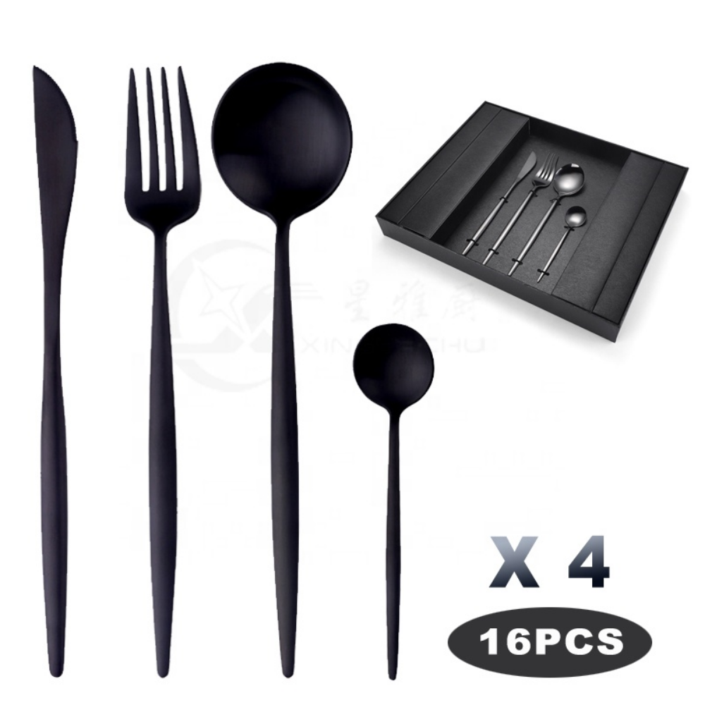 Modern 16Pcs Stainless Steel Cutlery Set With Black Box - Grafton Collection
