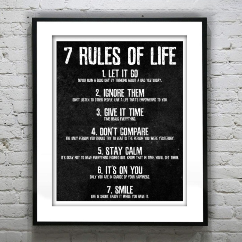 7 Rules of Life Motivational Poster - Grafton Collection