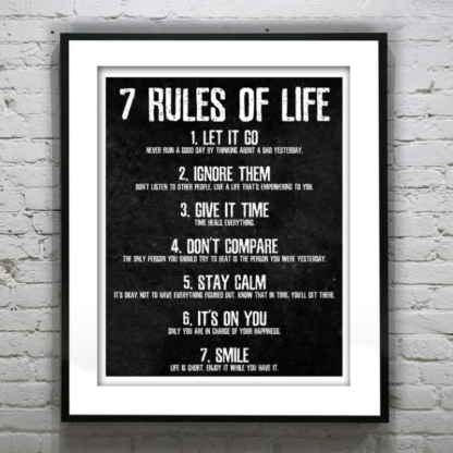 7 Rules of Life Motivational Poster - Grafton Collection