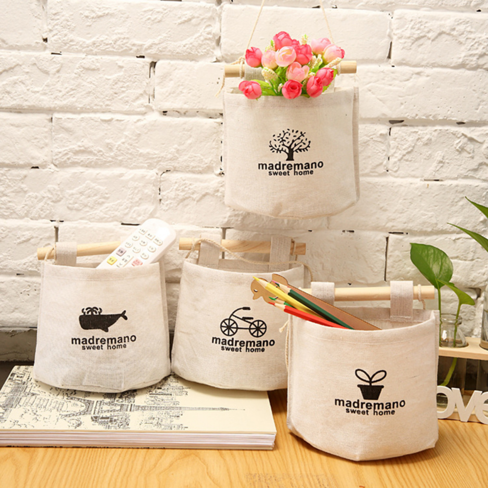 Japanese Simple Cotton & Linen Single Pocket Storage Bag - Grafton Collection