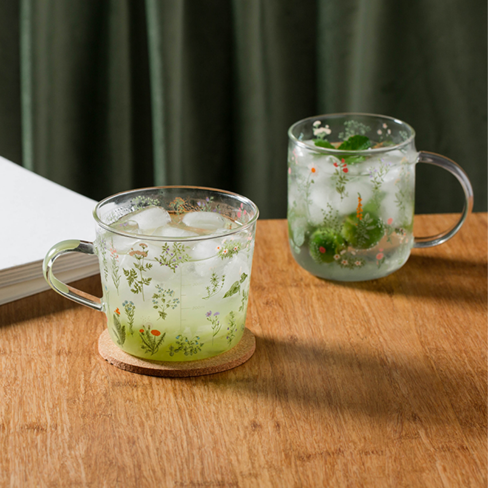 Floral Pattern Glass Mugs - Grafton Collection