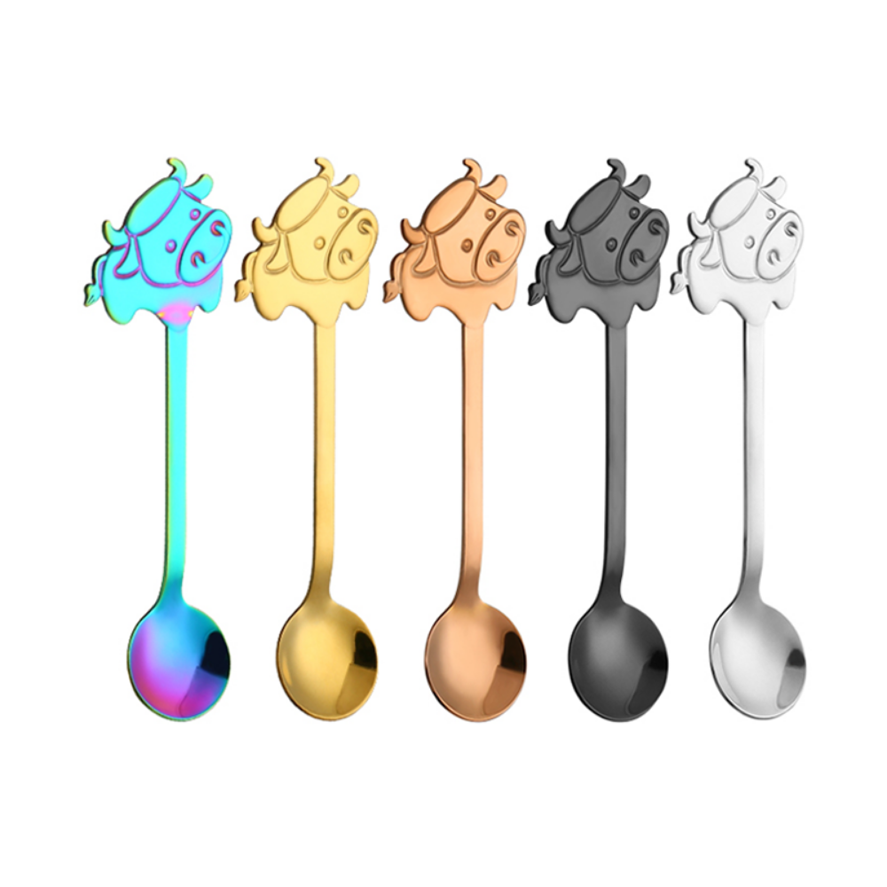 Eco-Friendly Stainless Steel Cartoon Cow Teaspoon - Grafton Collection