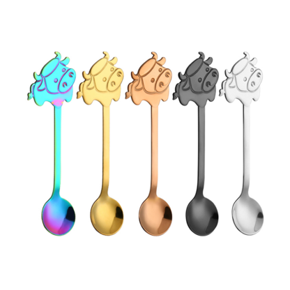 Eco-Friendly Stainless Steel Cartoon Cow Teaspoon - Grafton Collection