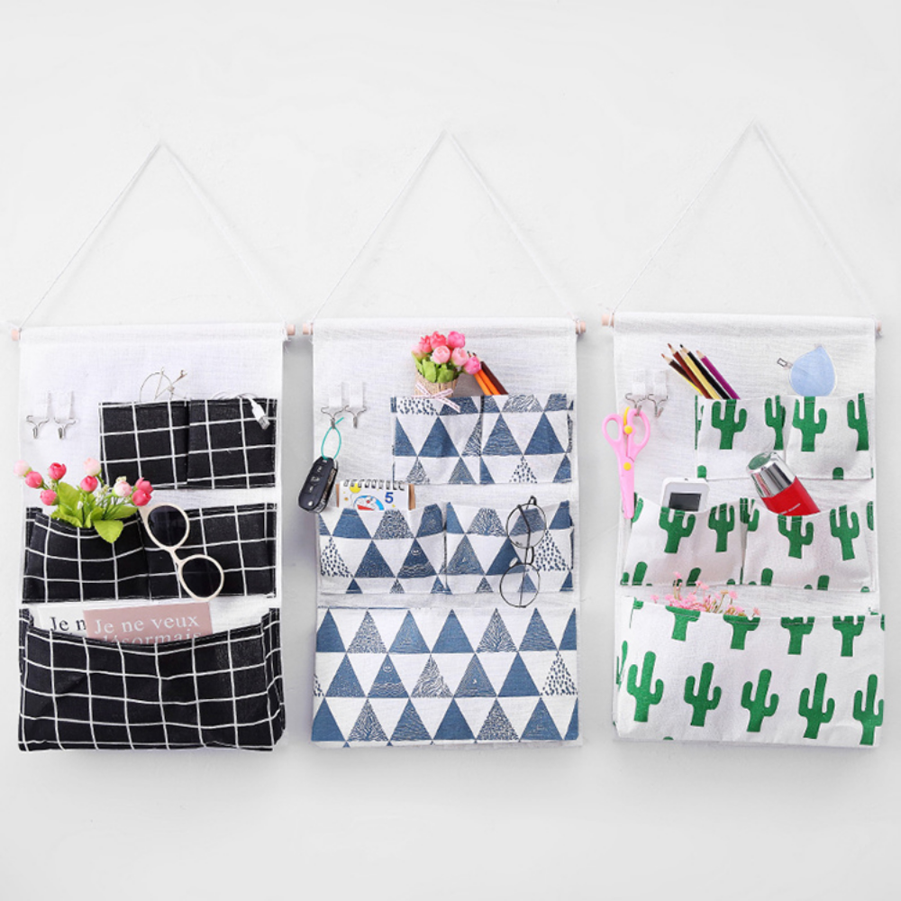 Five Pocket Cotton & Linen Hanging Storage Bag - Grafton Collection