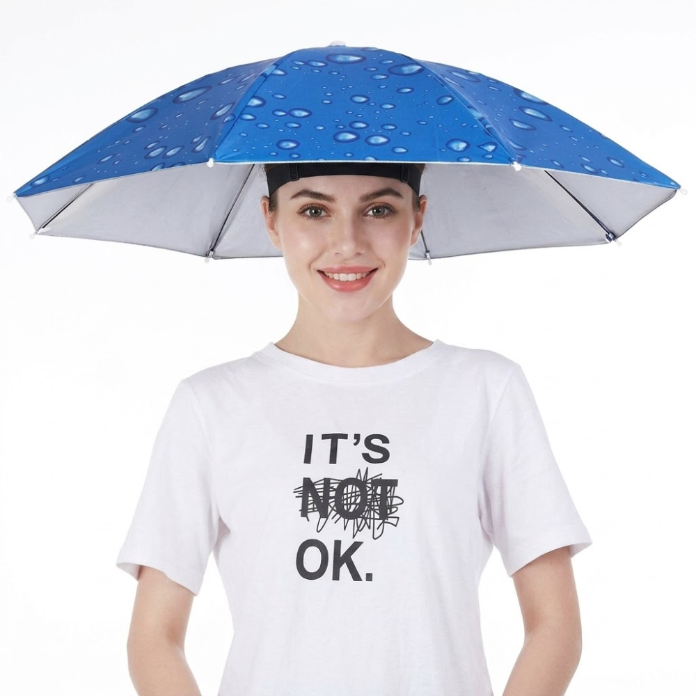 Elastic Headband Umbrella Hat For Camping And Fishing Uv