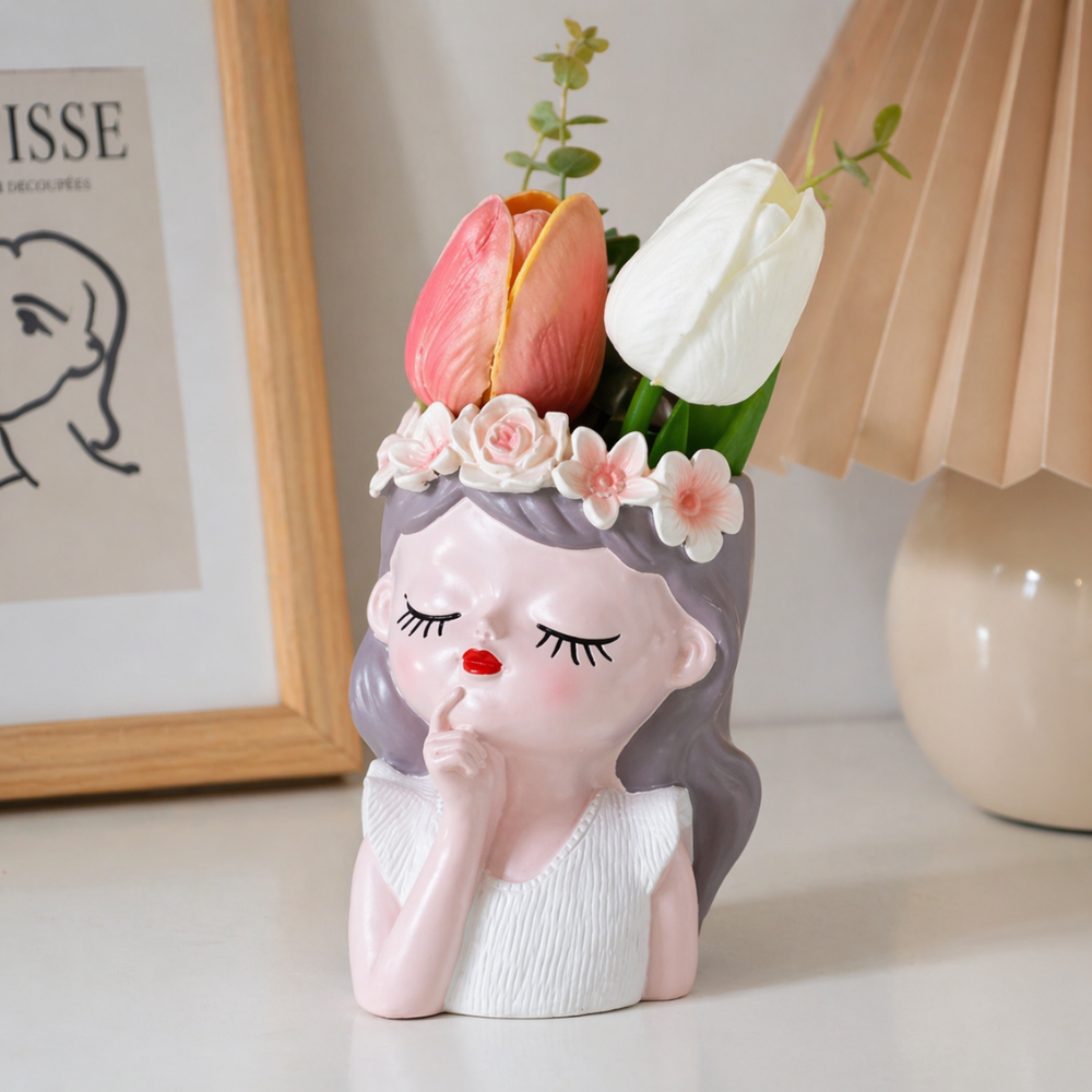 Creative Girl Sleeping Pose Figurines Flowerpot For Garden Decoration