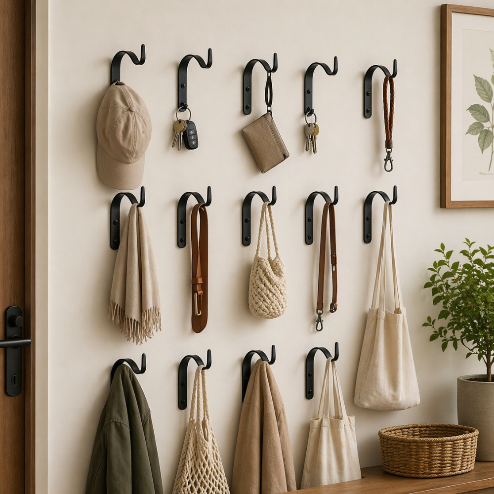 Forged Iron Wall Hooks For Hanging Plants And Lanterns
