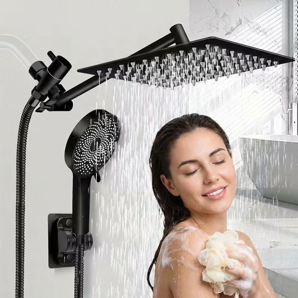Rainfall And Handheld Shower Combo With Adjustable Arm