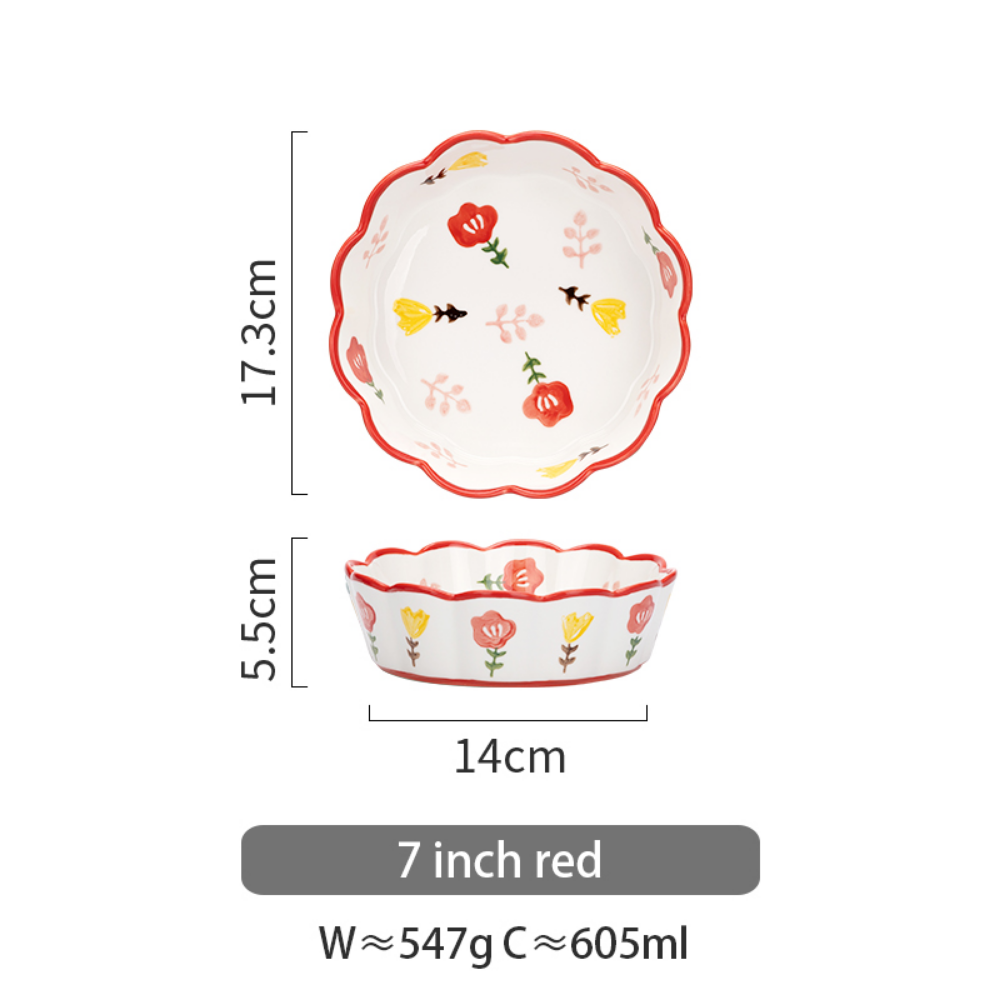 Flower Pattern Wavy Edge Bowl - Grafton Collection