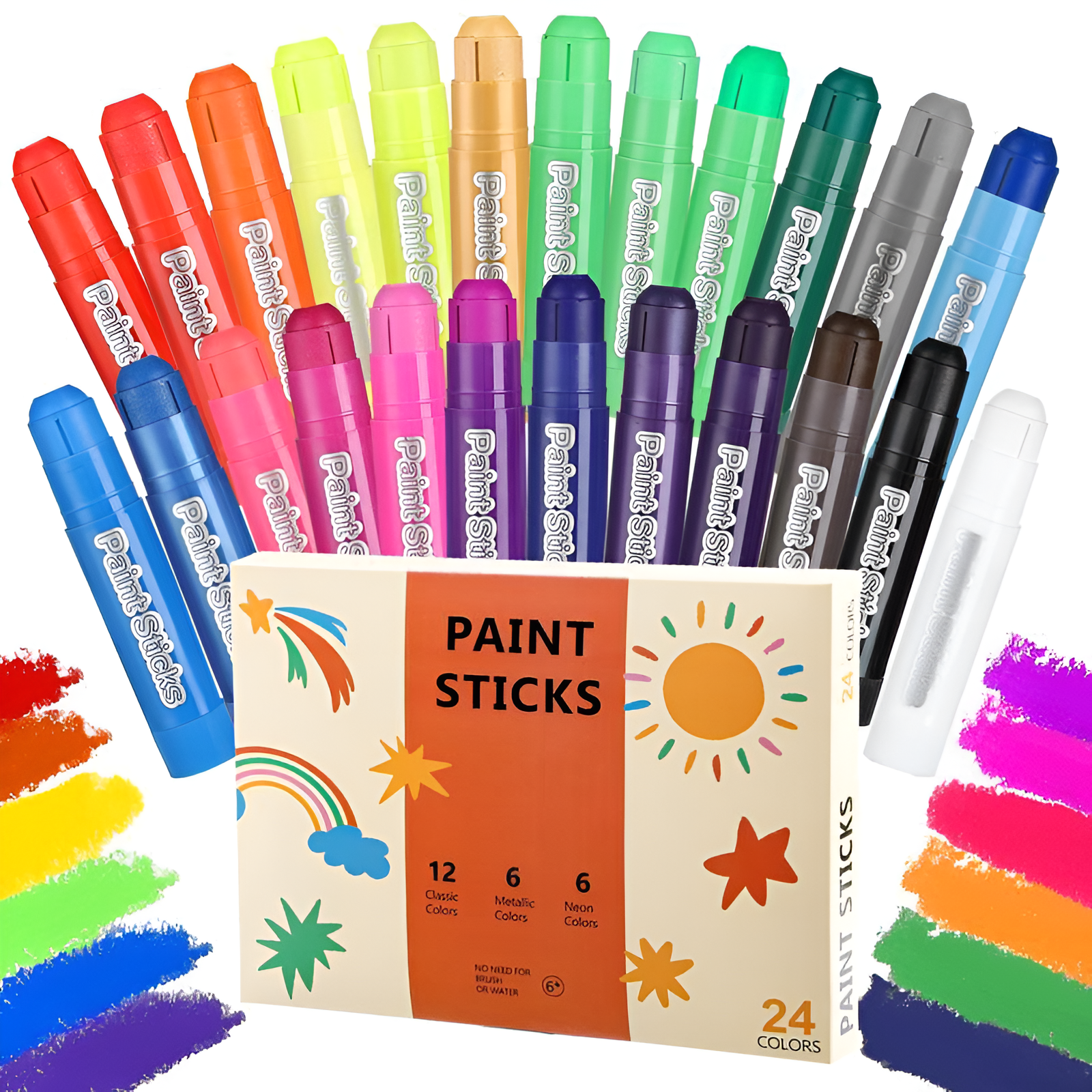 Tempera Paint Sticks Non Toxic Quick Drying Paint Sticks For Kids Washable Glass Canvas Christmas Gifts for Drawing on Various Objects Valentinesdaygift
