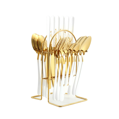 24 Piece Stainless Steel Flatware Set + Stand - Grafton Collection