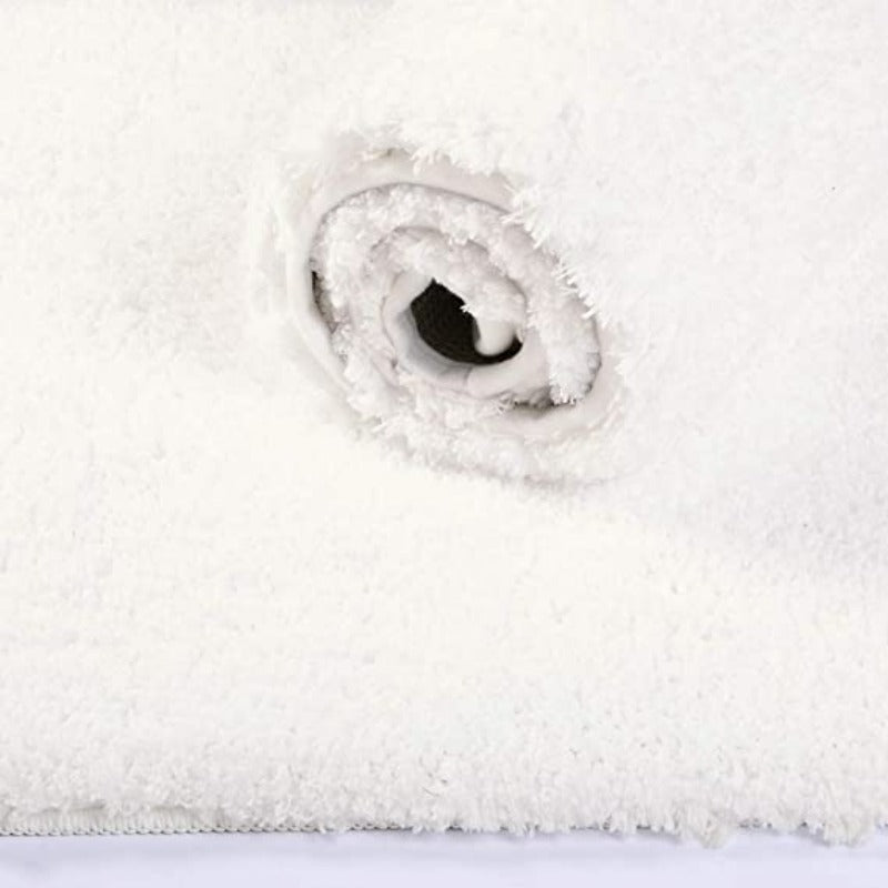 White Bathroom Rug Non Slip Bath Mat - Water Absorbent Soft Microfiber Shaggy Bathroom Mat Machine Washable Bath Rug for Bathroom Thick Plush Rugs for Shower - Grafton Collection