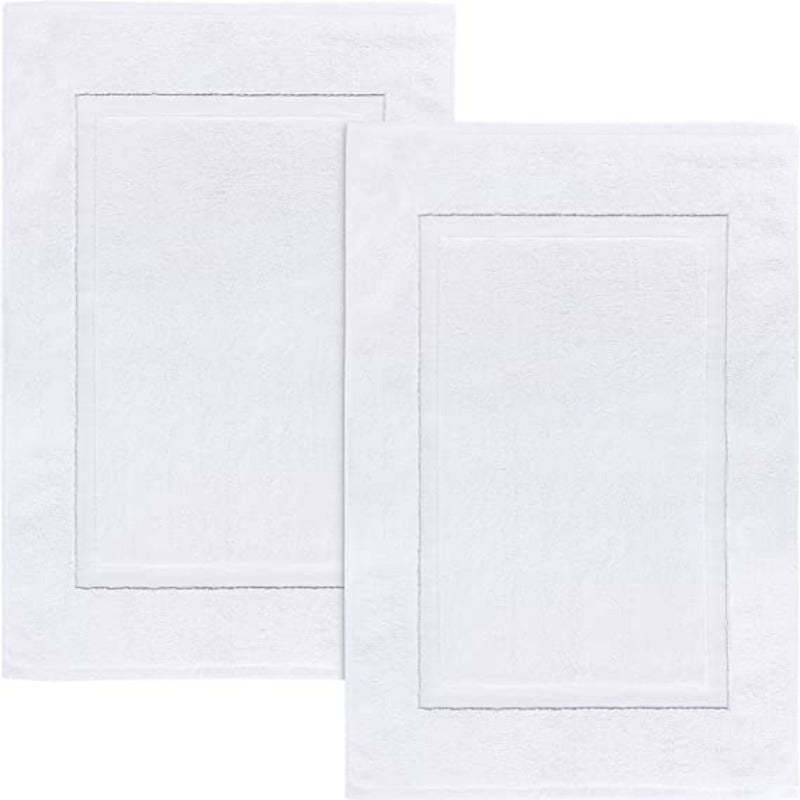 Pack Of 2 Cotton Banded Bath Mats- Highly Absorbent and Machine Washable Shower Bathroom Floor Towel - Grafton Collection