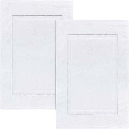 Pack Of 2 Cotton Banded Bath Mats- Highly Absorbent and Machine Washable Shower Bathroom Floor Towel - Grafton Collection