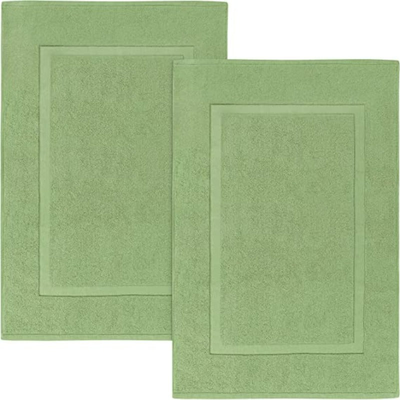 Pack Of 2 Cotton Banded Bath Mats- Highly Absorbent and Machine Washable Shower Bathroom Floor Towel - Grafton Collection