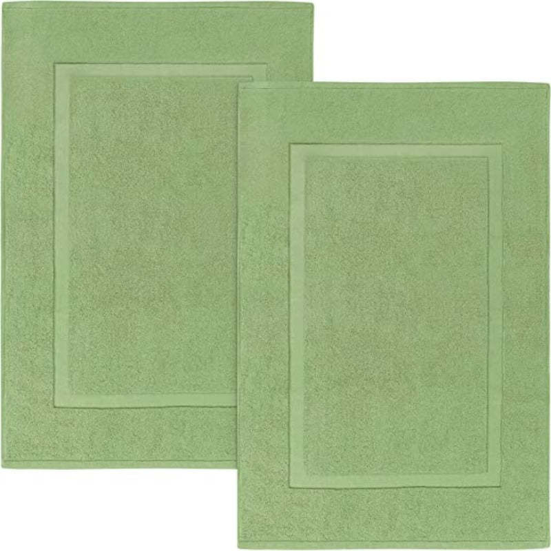 Pack Of 2 Cotton Banded Bath Mats- Highly Absorbent and Machine Washable Shower Bathroom Floor Towel - Grafton Collection