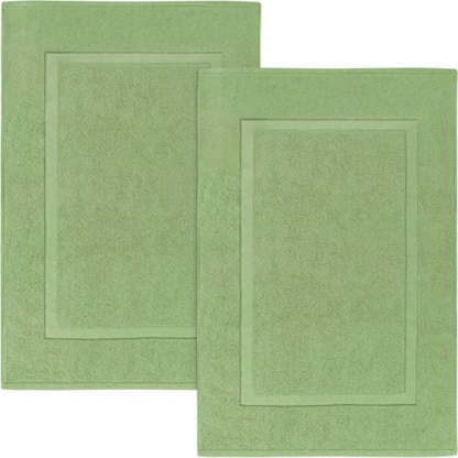 Pack Of 2 Cotton Banded Bath Mats- Highly Absorbent and Machine Washable Shower Bathroom Floor Towel - Grafton Collection