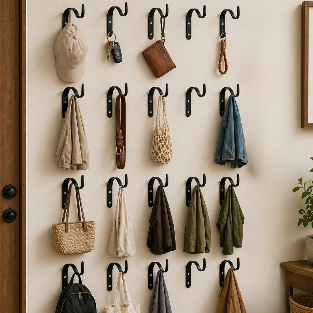 Forged Iron Wall Hooks For Hanging Plants And Lanterns