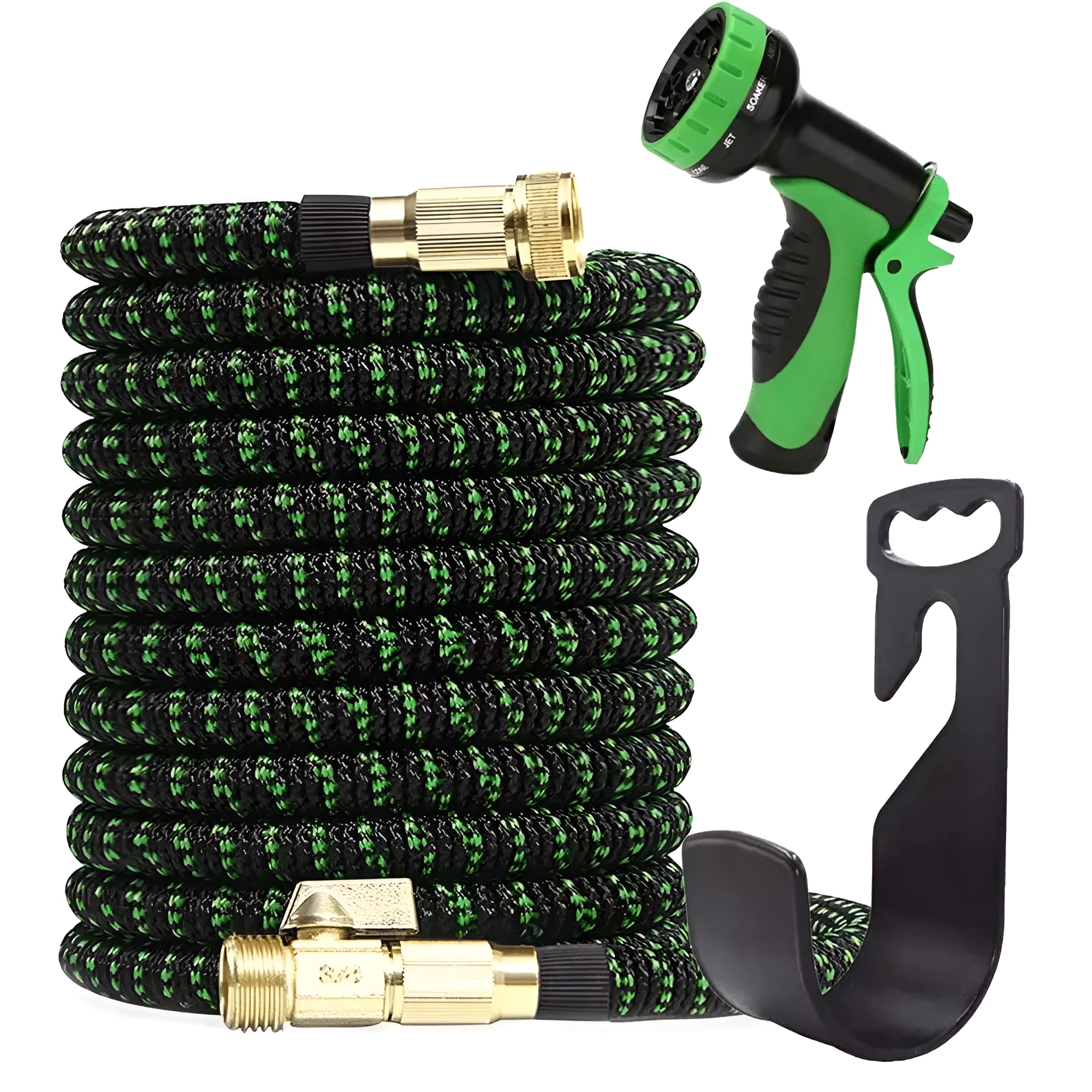 Heavy Duty Expandable Garden Rubber Hose With 10 Spray Nozzles For Yard Lawn Car Wash