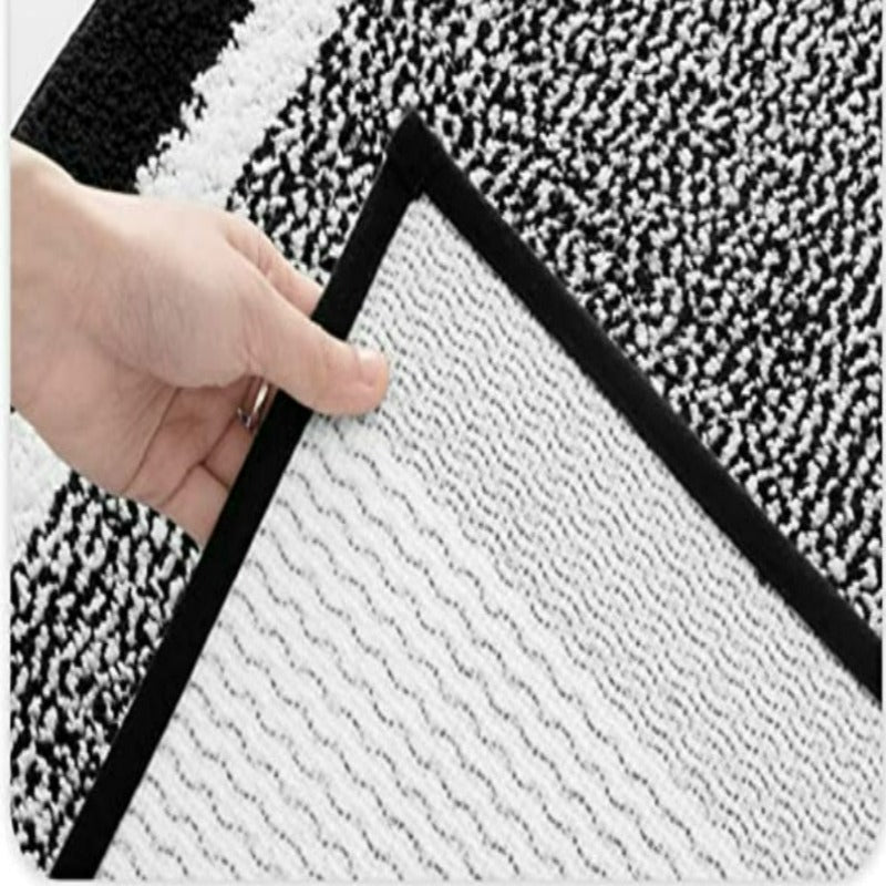 Black Colored Non Slip Bath Mat-Soft and Water Absorbent Rug, Machine Washable Plush Mat for Bathroom, Laundry Room and Living Room - Grafton Collection