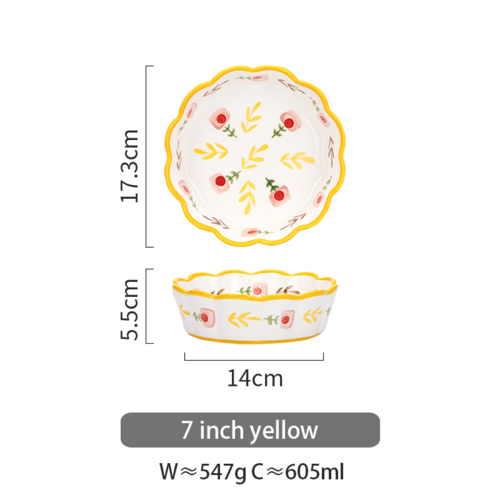Flower Pattern Wavy Edge Bowl - Grafton Collection