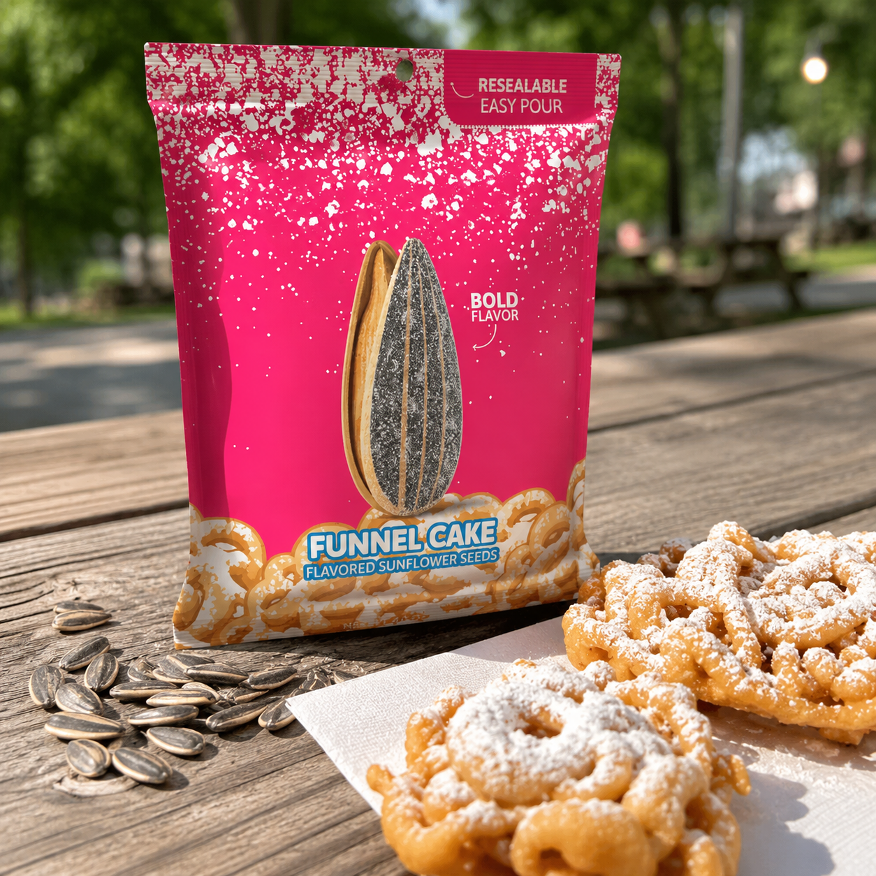 Pack Of 6 Sunflower Seeds Funnel Cake With Resealable 4oz Bags